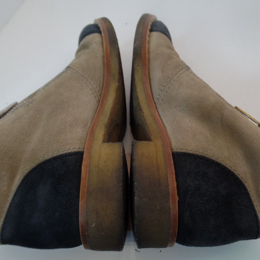 Chanel Double Zip Up Tan Suede Boots CC Logo on Toes and Silver Hardware Sz 8.5 - Picture 13 of 16